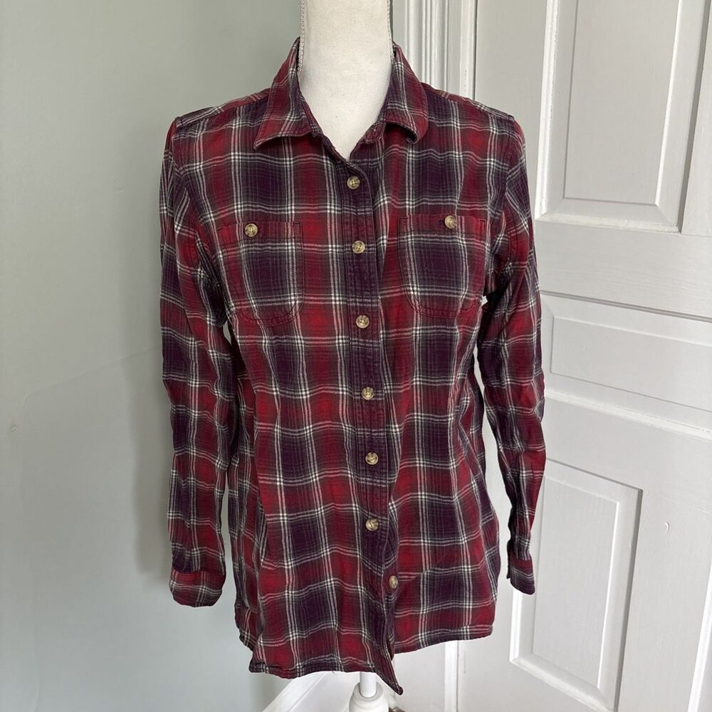 Duluth Trading Co Red Plaid Button Down Shirt